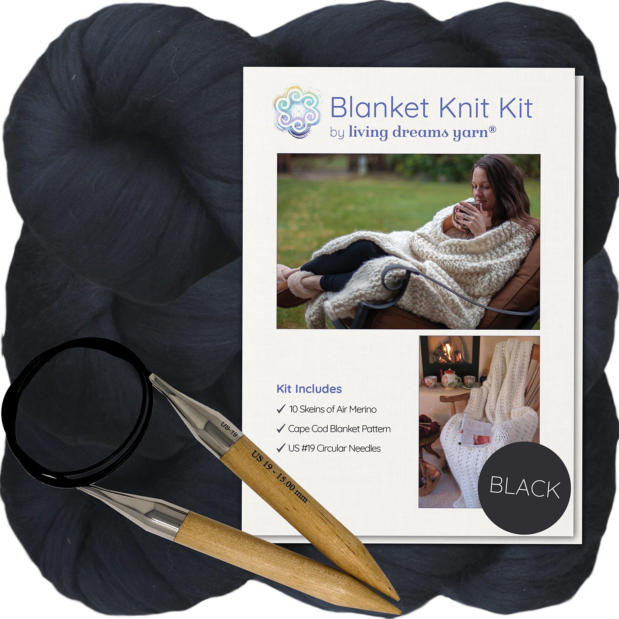 Knit Kit: Merino Blanket Cape Cod - Black