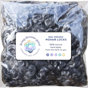 Mohair Locks, Hand Dyed - Gray