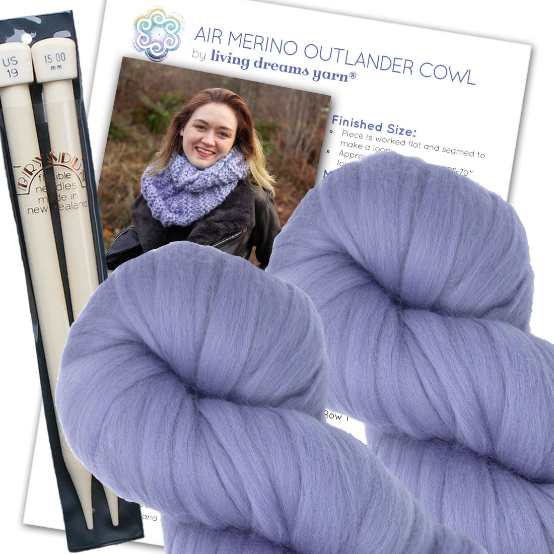 Knit Kit: Air Merino Cowl - Lilac