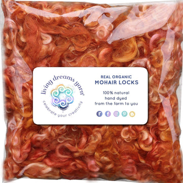 Mohair Locks, Hand Dyed - Orange