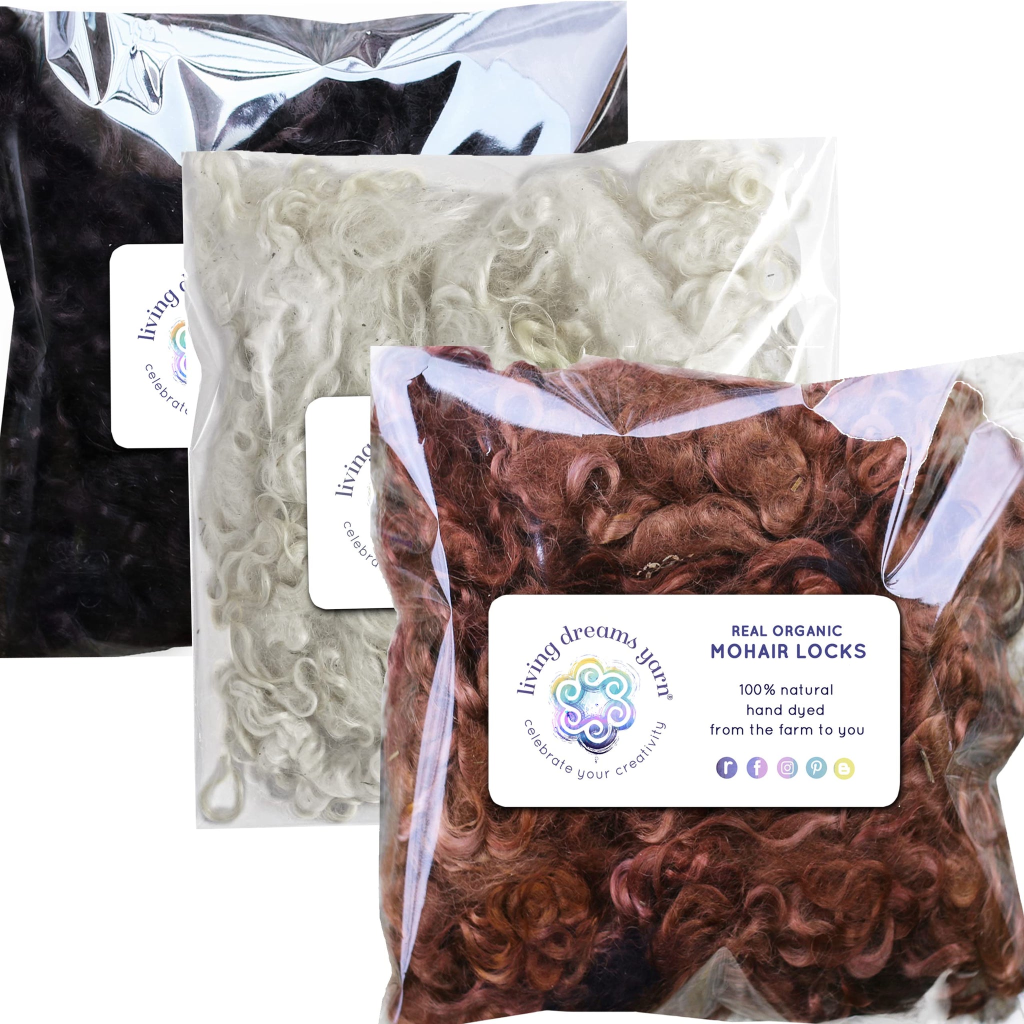 Mohair Locks, Hand Dyed - 3 Colors
