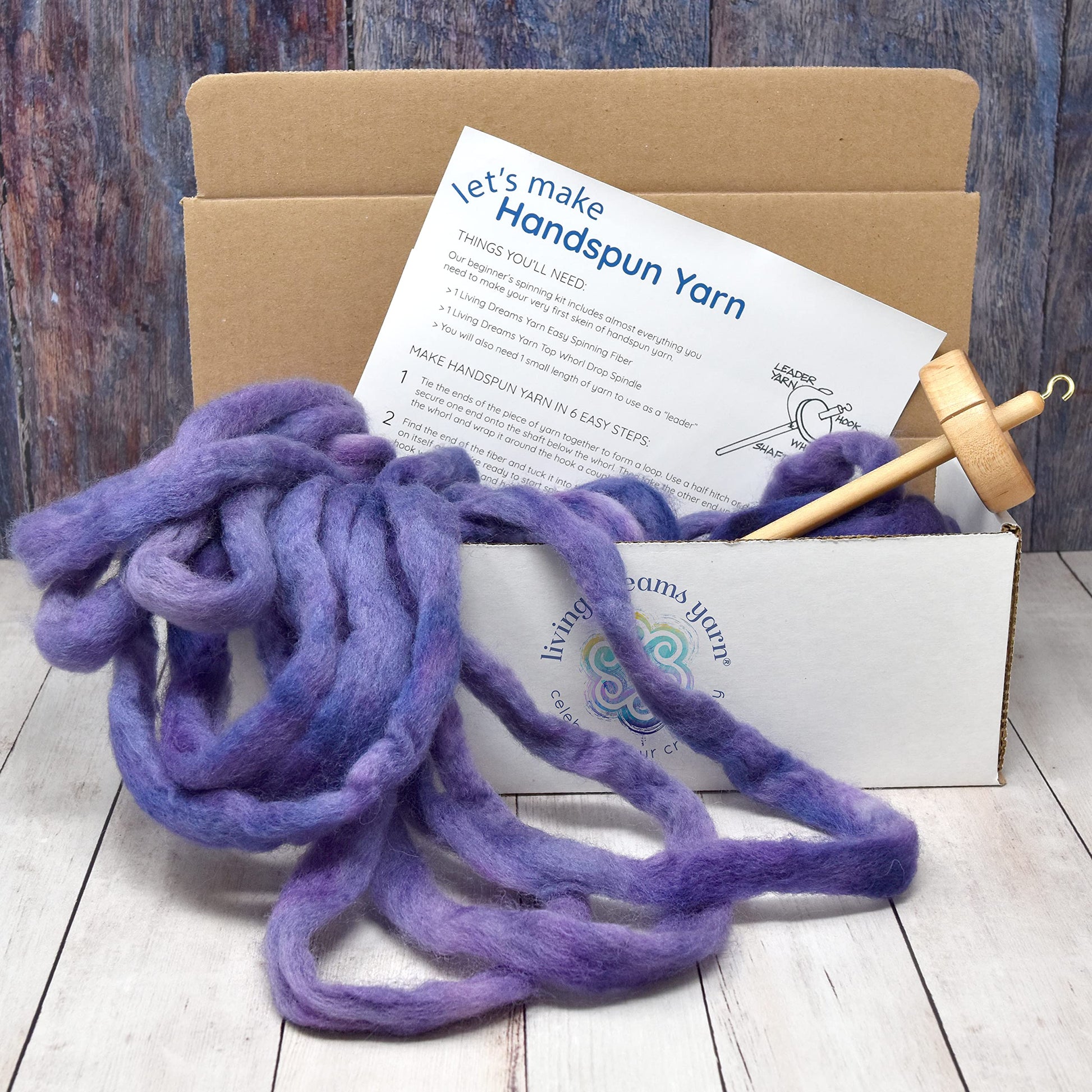 combo spin yarn Spin Kit with Drop Spindle & BFL Wool