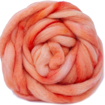 BFL Wool Roving, Hand Dyed - Salmon