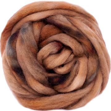 BFL Wool Roving, Hand Dyed - Light Brown