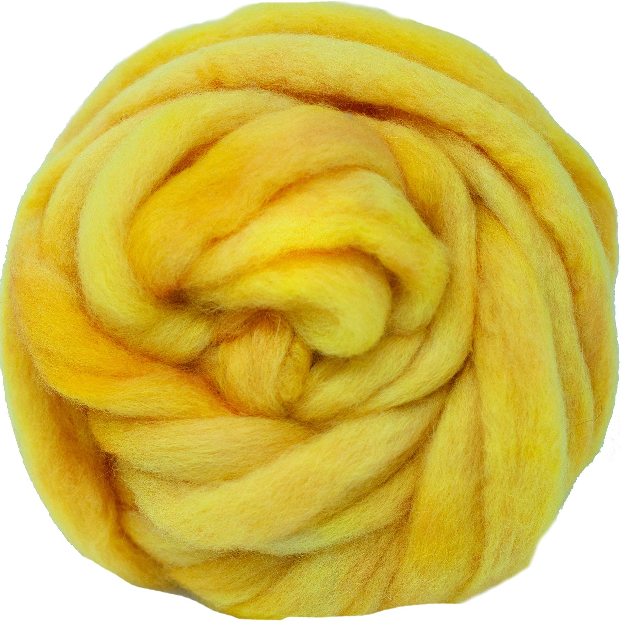 BFL Wool Roving, Hand Dyed - Lemon