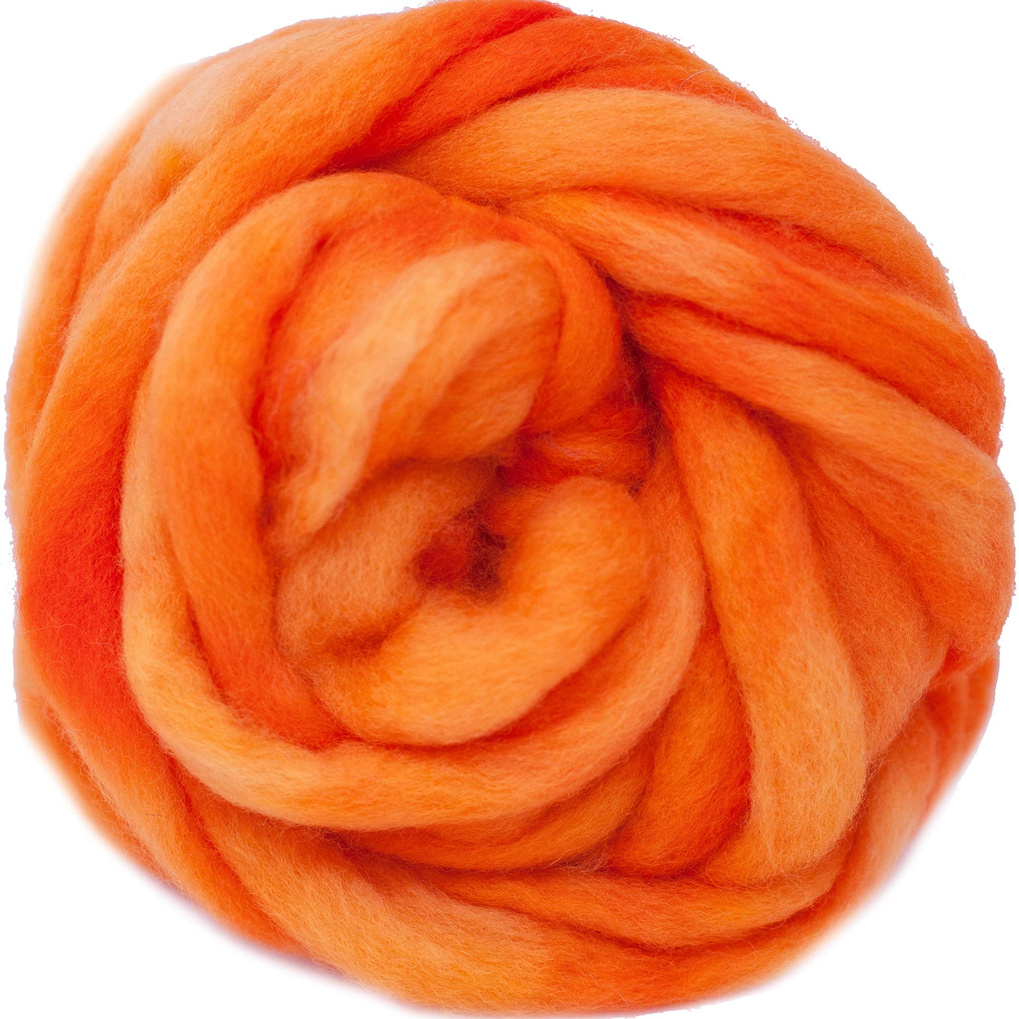 BFL Wool Roving, Hand Dyed - Orange