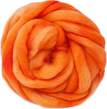 BFL Wool Roving, Hand Dyed - Orange