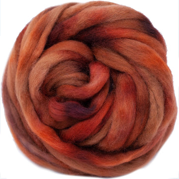 BFL Wool Roving, Hand Dyed - Mahogany