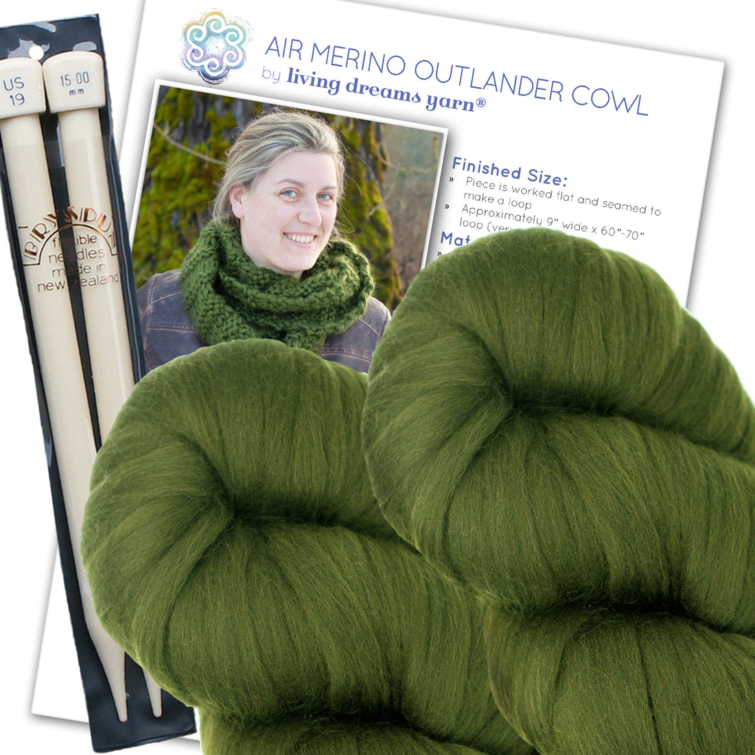 Knit Kit: Air Merino Cowl - Olive