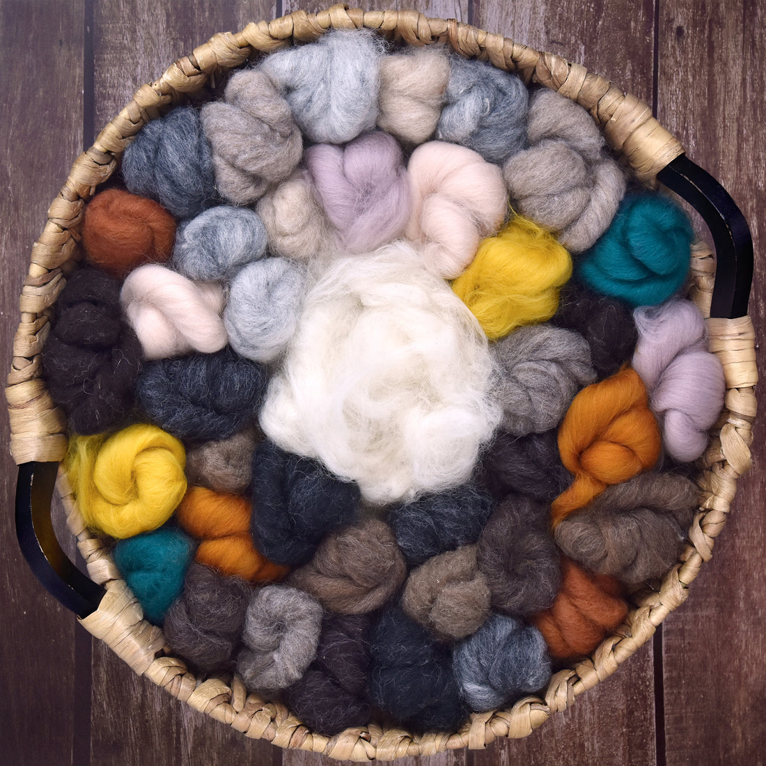 Needle Felting Wool, Assorted Animal Colors with Core Wool