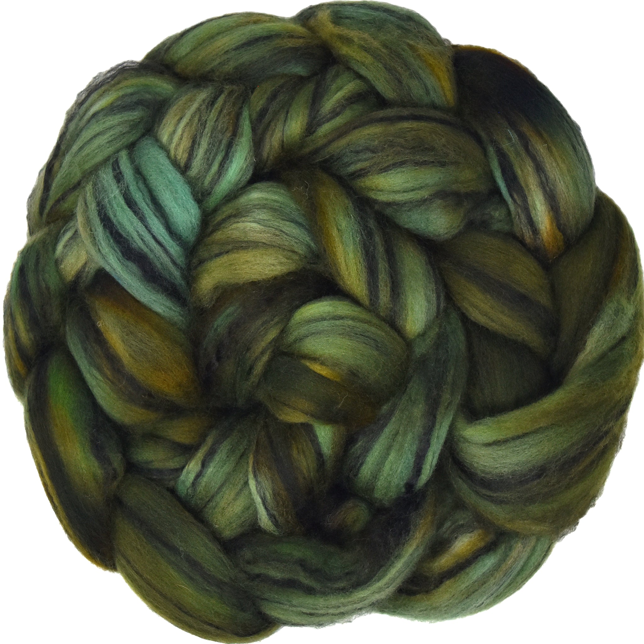 Merino Tencel Roving, Hand Dyed - Bronze Green
