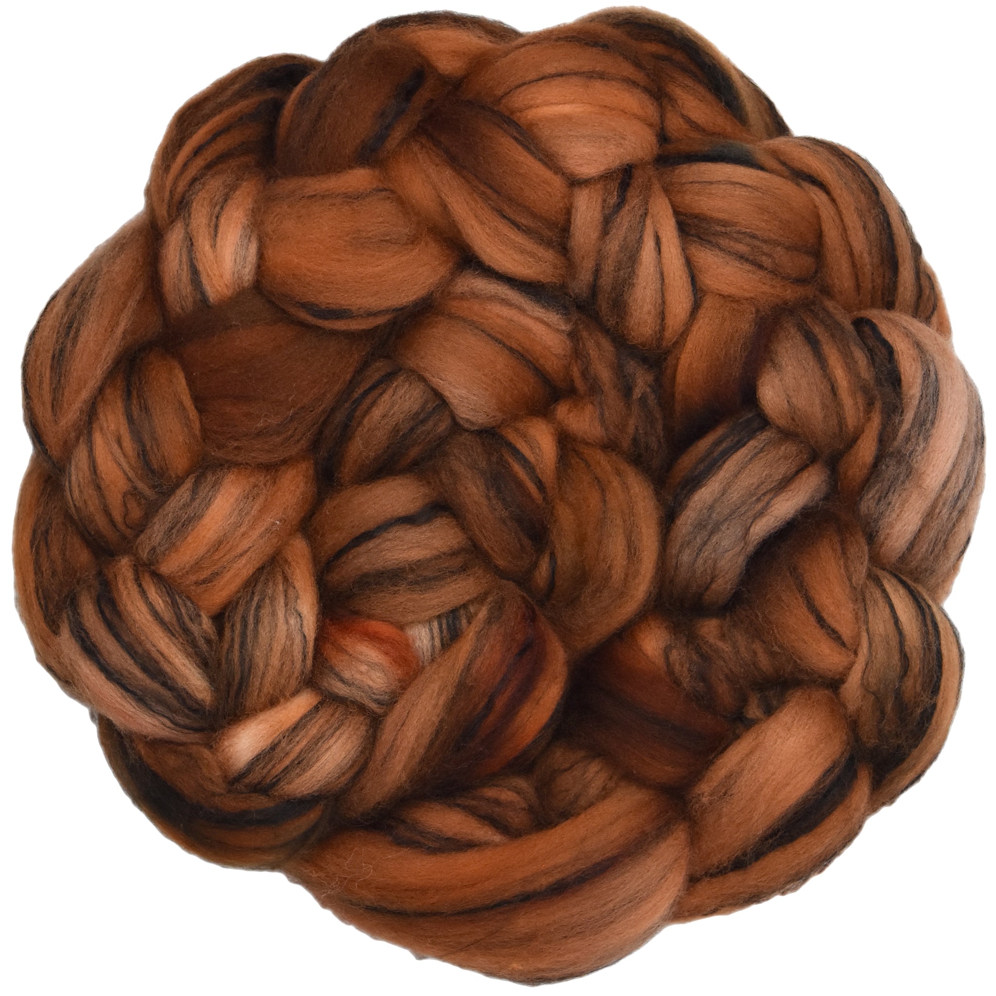 Merino Tencel Roving, Hand Dyed - Brown Rust