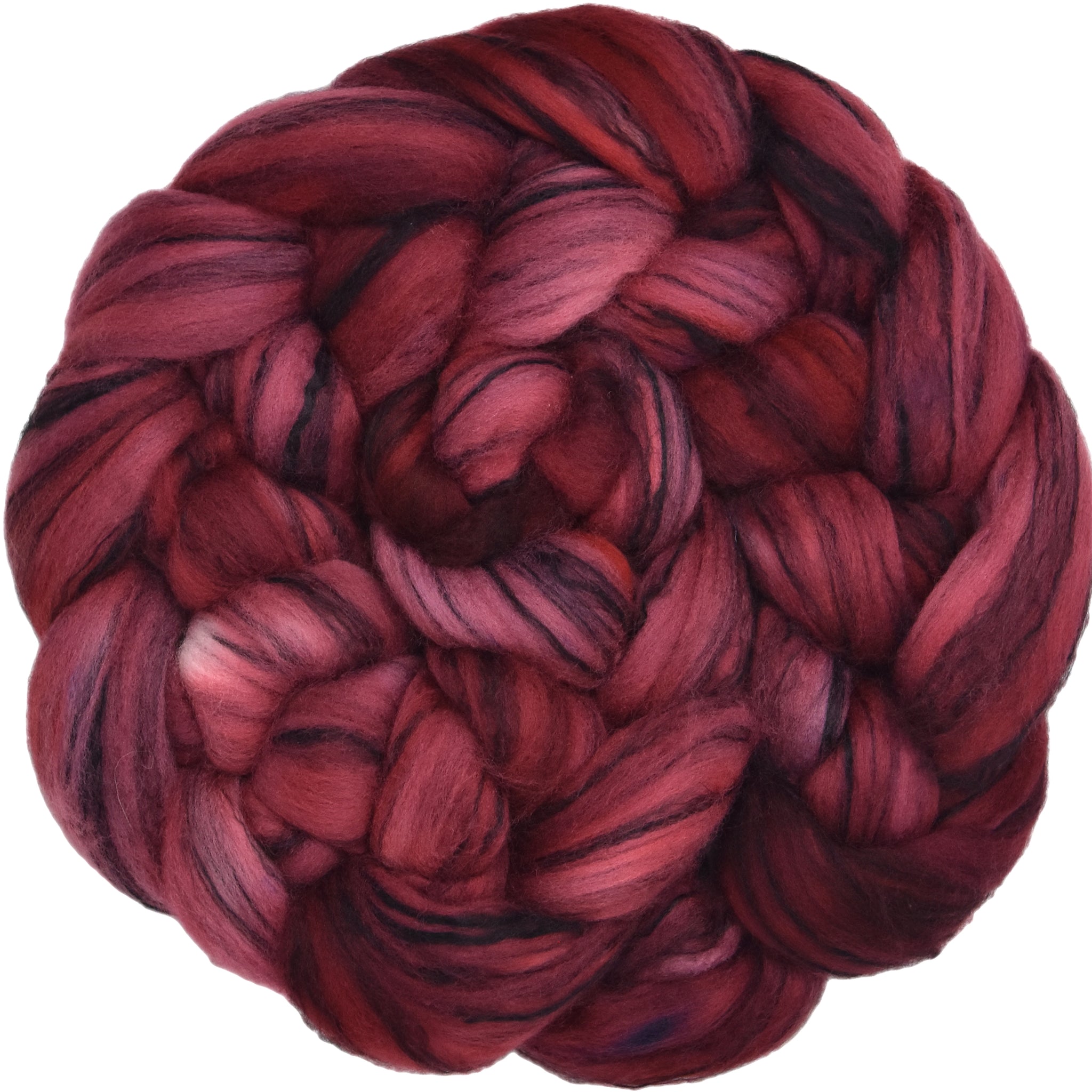 Merino Tencel Roving, Hand Dyed - Wine