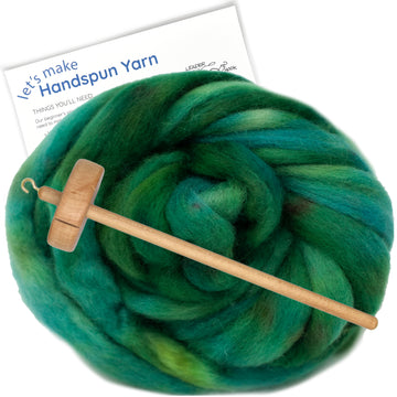 Spin Kit with Drop Spindle & BFL Wool - Myrtle Green