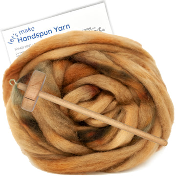 Spin Kit with Drop Spindle & BFL Wool - Old Gold
