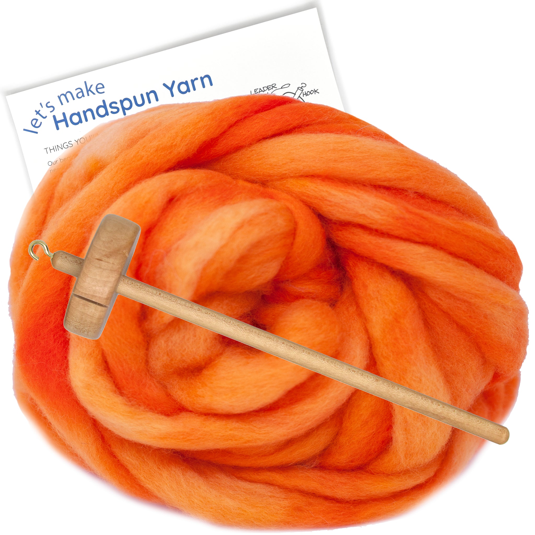 Spin Kit with Drop Spindle & BFL Wool - Orange