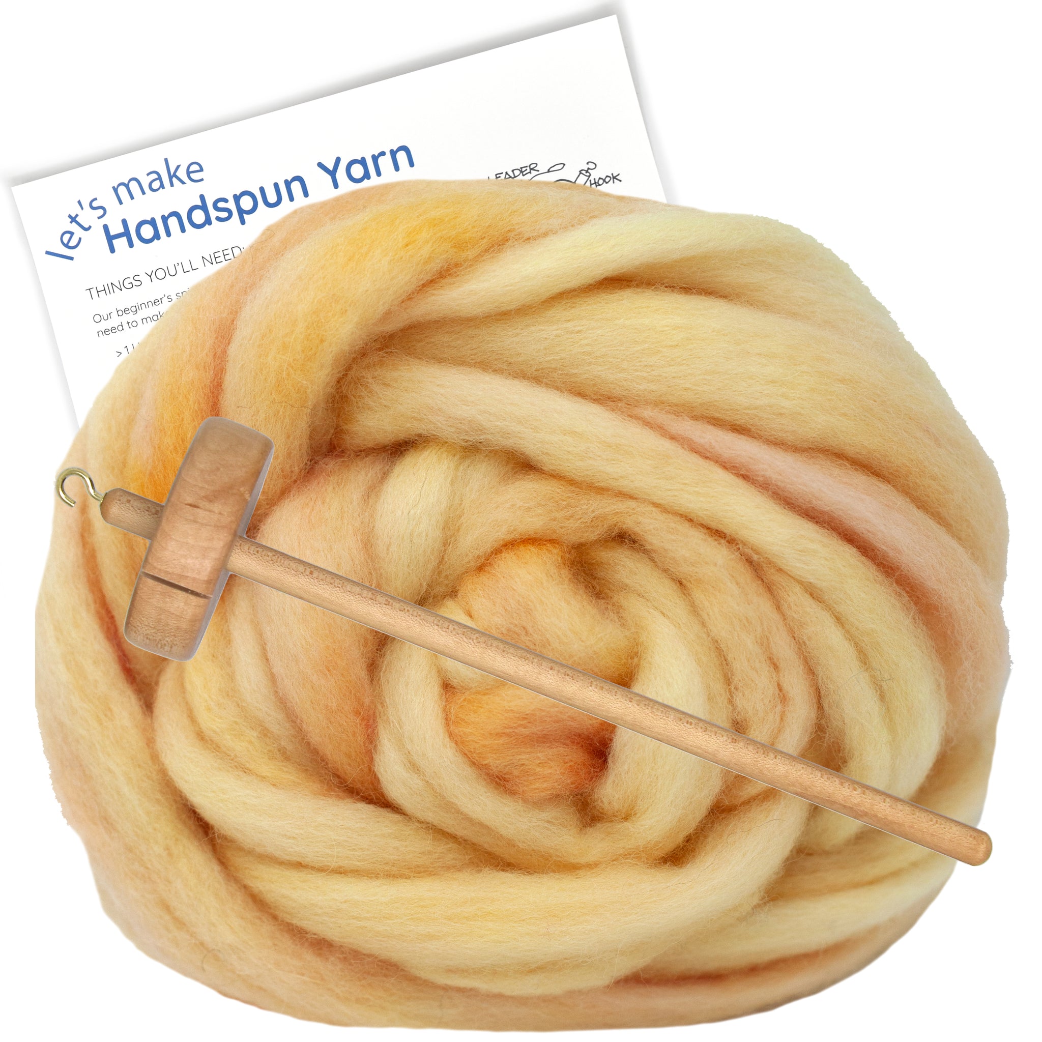 Spin Kit with Drop Spindle & BFL Wool - Peach