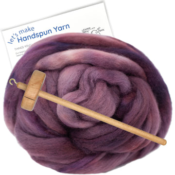 Spin Kit with Drop Spindle & BFL Wool - Plum