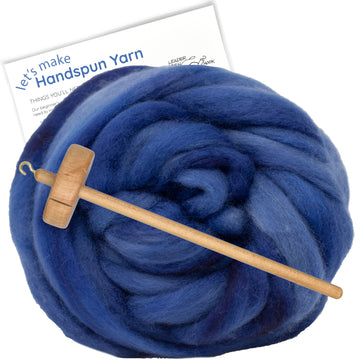 Spin Kit with Drop Spindle & BFL Wool - Royal Blue