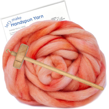 Spin Kit with Drop Spindle & BFL Wool - Salmon