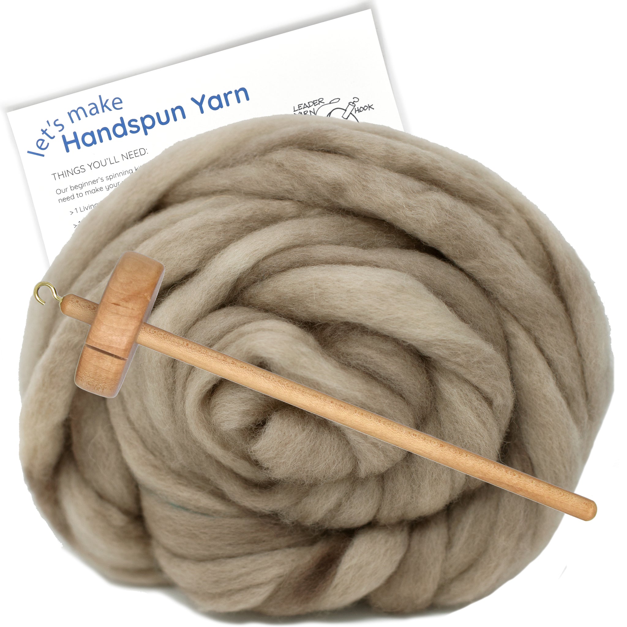 Spin Kit with Drop Spindle & BFL Wool - Sand