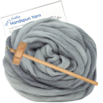 Spin Kit with Drop Spindle & BFL Wool - Silver