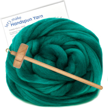 Spin Kit with Drop Spindle & BFL Wool - Teal