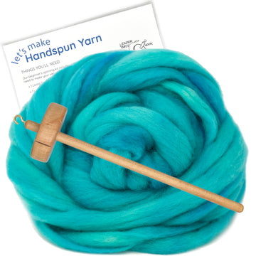 Spin Kit with Drop Spindle & BFL Wool - Turquoise