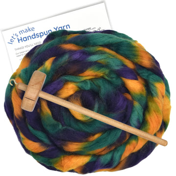 Spin Kit with Drop Spindle & Space Dyed Wool - Free Spirit