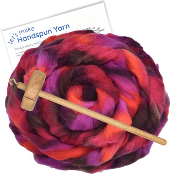Spin Kit with Drop Spindle & Space Dyed Wool - Groovy