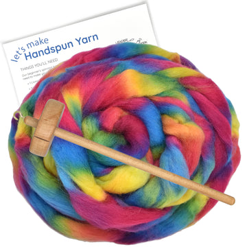 Spin Kit with Drop Spindle & Space Dyed Wool - Hippie
