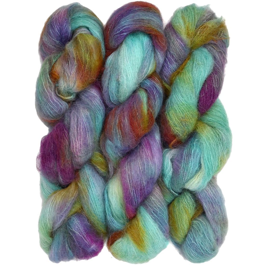 Suri Sensation, Hand Dyed Yarn with Halo - Coral Reef