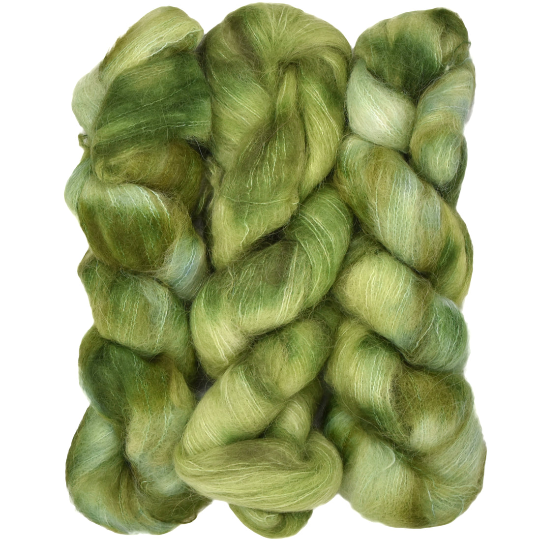 Suri Sensation, Hand Dyed Yarn with Halo - Grasshopper