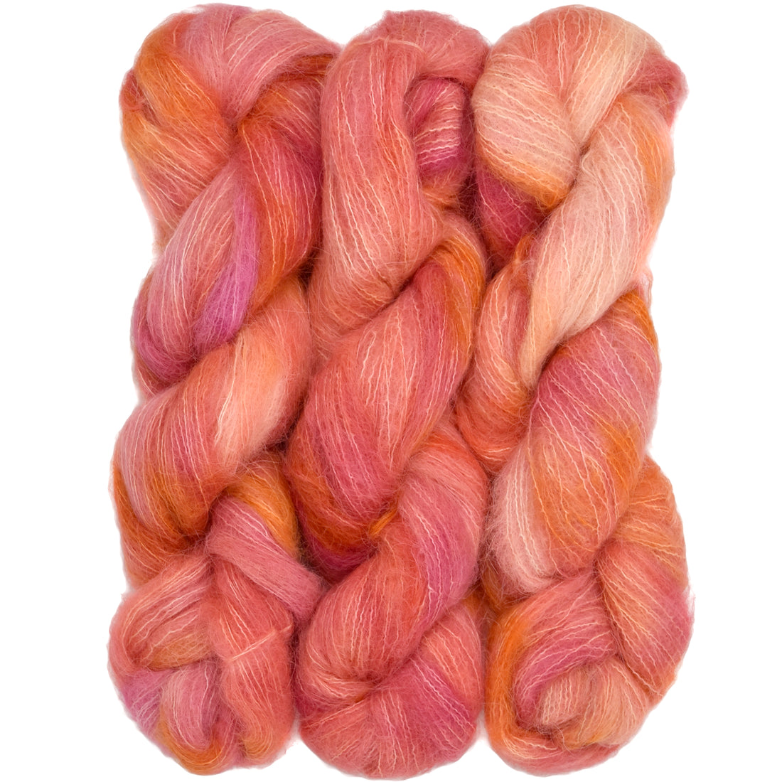 Suri Sensation, Hand Dyed Yarn with Halo - Maui Sunset