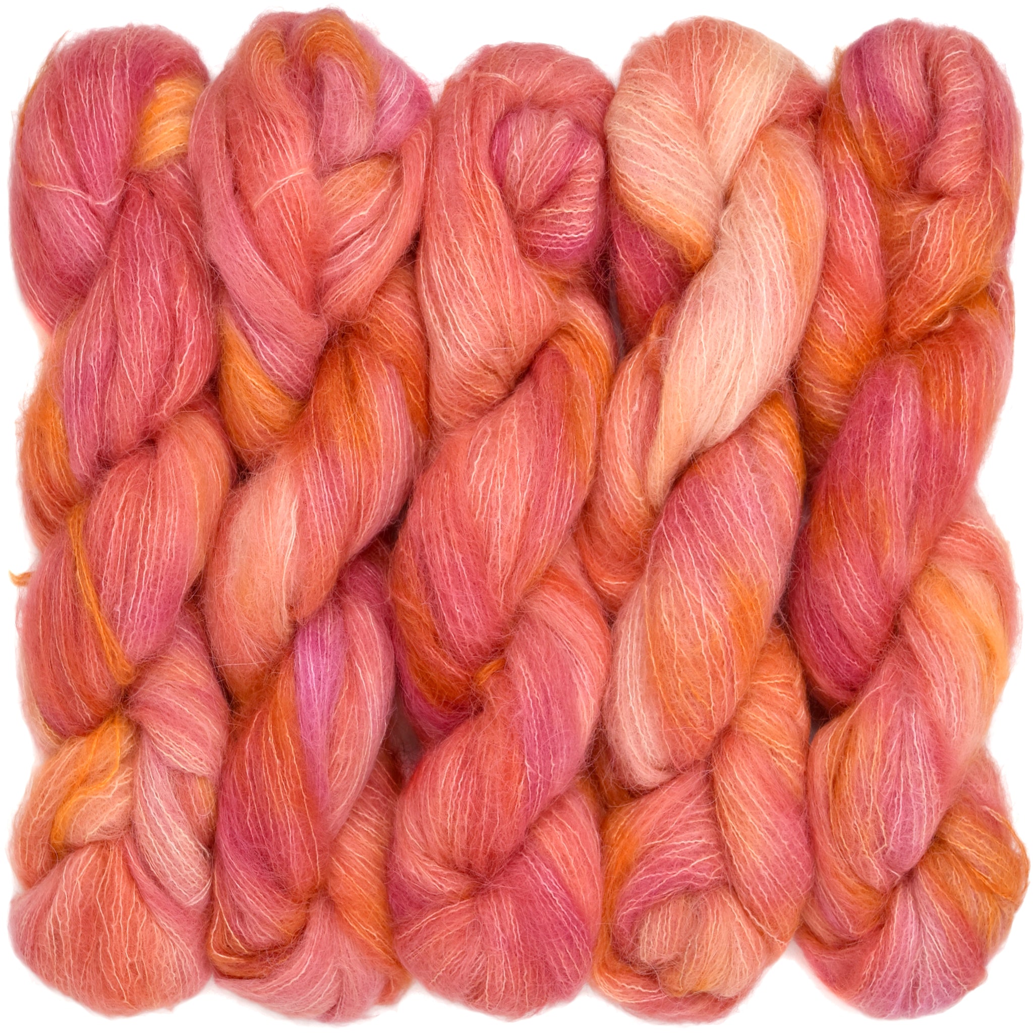 Suri Sensation, Hand Dyed Yarn with Halo - Maui Sunset